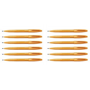 Stylo feutre sign pen s520-y pointe moyenne ocre x 12 pentel arts
