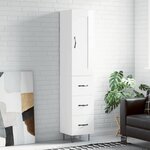 vidaXL Buffet haut Blanc brillant 34 5x34x180 cm Bois d'ingénierie