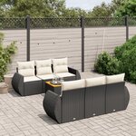 vidaXL Salon de jardin 7 Pièces avec coussins noir résine tressée