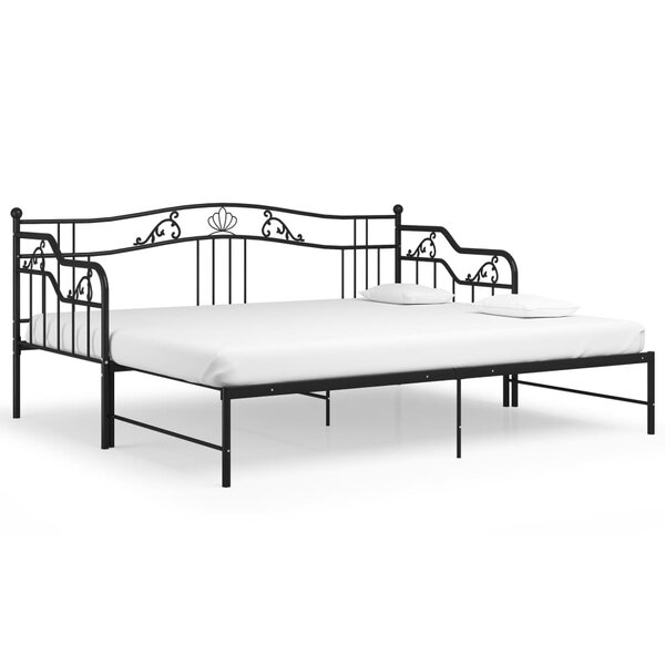 vidaXL Cadre de canapé-lit extensible Noir Métal 90x200 cm