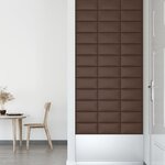 vidaXL Panneaux muraux 12 Pièces Marron 30x15 cm Similicuir 0 54 m²