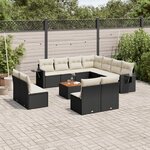 vidaXL Salon de jardin 12 Pièces avec coussins noir résine tressée