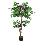Arbre artificiel plante artificiel ficus hauteur 1 2 m tronc branches liane lichen feuilles grand réalisme pot inclus