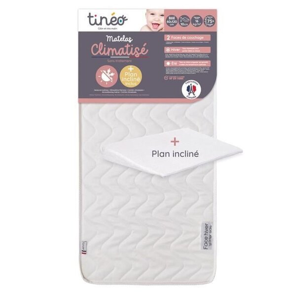 Matelas climatisé 70 x 140 x 10 cm - Livré avec un plan incliné 15°