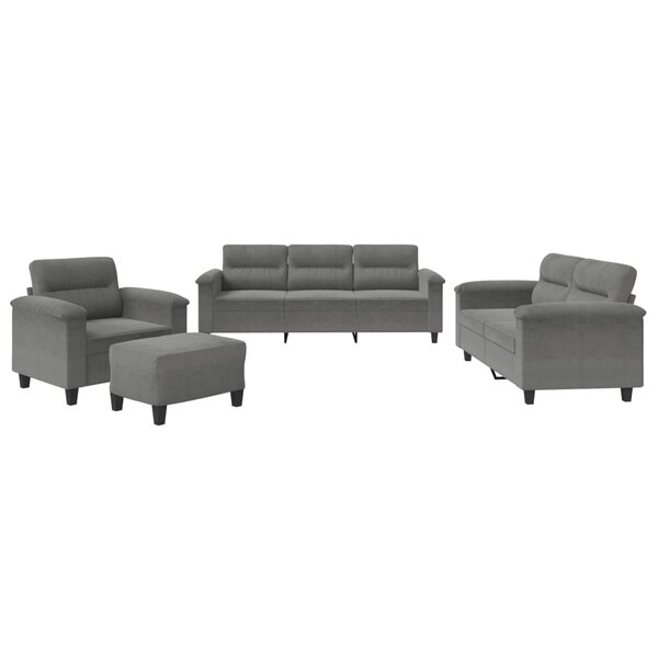 vidaXL Ensemble de canapés 4 Pièces coussins gris foncé tissu microfibre