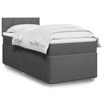 vidaXL Sommier à lattes de lit avec matelas Gris foncé 90x200 cm Tissu