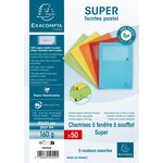 Paquet De 50 Chemises À Fenêtre À Soufflet Super 160g/m2 - 22x31cm - Couleurs Assorties - X 8 - Exacompta