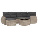 vidaXL Salon de jardin avec coussins 7 Pièces gris clair résine tressée