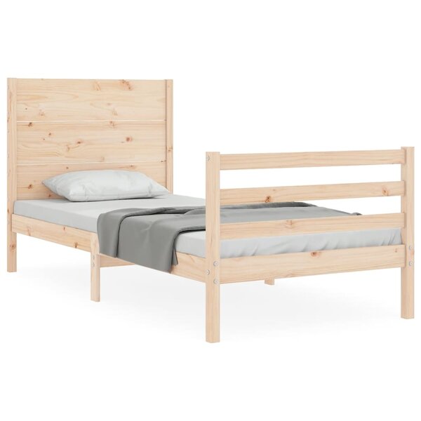 vidaXL Cadre de lit avec tête de lit 90x200 cm bois massif