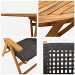 Ensemble de jardin 5 pièces vidaXL Noir en bois d'acacia et résine tressée