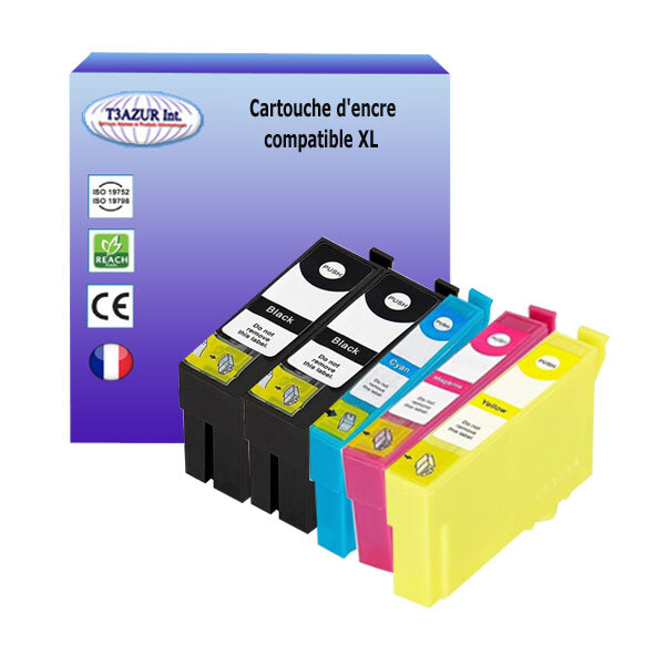 5 Cartouches Compatibles pour Epson WorkForce Pro WF4720DWF WF4725DWF WF4730DTWF WF4735DTWF WF4740DTWF remplace Epson T35XL- T3AZUR