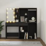 vidaXL Coiffeuse à LED avec armoires noir bois d'ingénierie