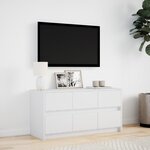 vidaXL Meuble TV avec LED blanc 100x34x50 cm bois d'ingénierie