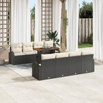 vidaXL Ensemble de 9 canapés de jardin noir en rattan poly