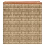 vidaXL Boîte de rangement de jardin beige résine tressée bois d'acacia