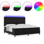 Lit Box Spring vidaXL avec Matelas & LED Noir 200x200 cm Velours