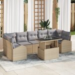 vidaXL Ensemble de canapé de jardin 8 pièces avec coussins Beige Poly Rattan