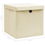 vidaXL Boîtes de rangement à couvercles 10 Pièces Crème 32x32x32 cm Tissu
