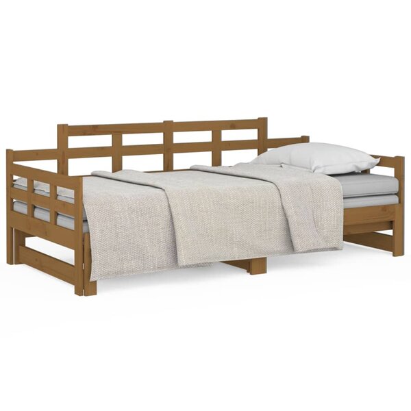 vidaXL Lit coulissant Marron miel Bois de pin solide 2x(90x190) cm