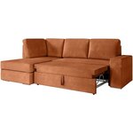 Canapé d'angle gauche convertible ARTEMIS 4 places - Velours côtelé terracotta - 246 x 174 x 96 cm
