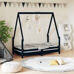 vidaXL Cadre de lit pour enfant noir 70x140 cm bois de pin massif