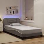 vidaXL Cadre de lit avec lumières LED taupe 100x200 cm tissu