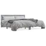 vidaXL Cadre de lit sonoma gris 200x200 cm bois d'ingénierie et métal