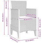 vidaXL Ensemble de Salle à Manger de Jardin 3 Pièces avec Coussins Blanc Rattan Poly