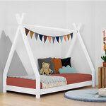 Lit Tipi enfant bois massif gris 80 x 180 cm