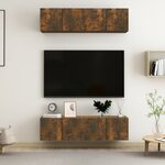 vidaXL Meubles TV muraux 4 Pièces Chêne fumé 60x30x30cm Bois d'ingénierie