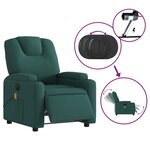 vidaXL Fauteuil de massage inclinable électrique Vert foncé Tissu