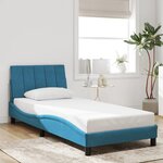 vidaXL Cadre de lit sans matelas bleu 90x200 cm velours