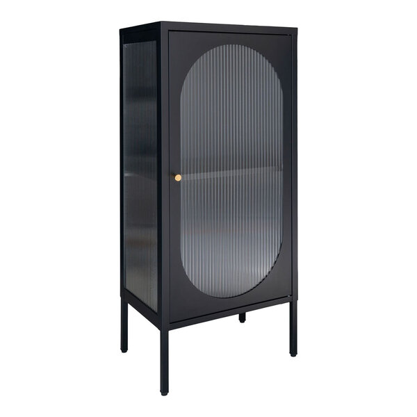 Vitrine noire avec porte en verre ondulé 50 x 35 x 110 cm
