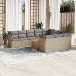 vidaXL Salon de jardin et coussins 11 Pièces mélange beige résine tressée