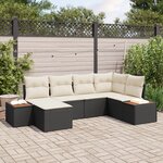 vidaXL Ensemble de Canapés de Jardin 6 pièces avec Coussins Noir Rattan Poly Acacia