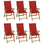 vidaXL Chaises pliables de jardin lot de 6 avec coussins Bois d'acacia