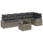 vidaXL Ensemble de canapé de jardin de 7 pièces en poly rotin gris avec coussins