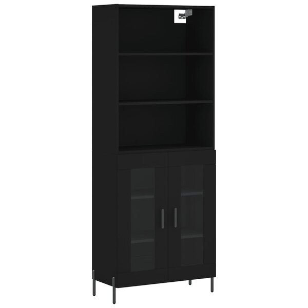 vidaXL Buffet haut Noir 69 5x34x180 cm Bois d'ingénierie