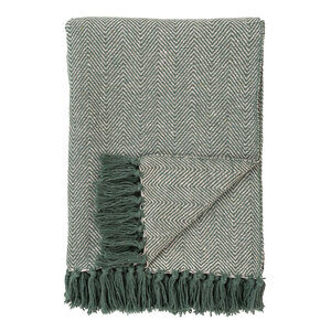 Plaid en coton motifs rayés verts et blancs 130 x 160 cm