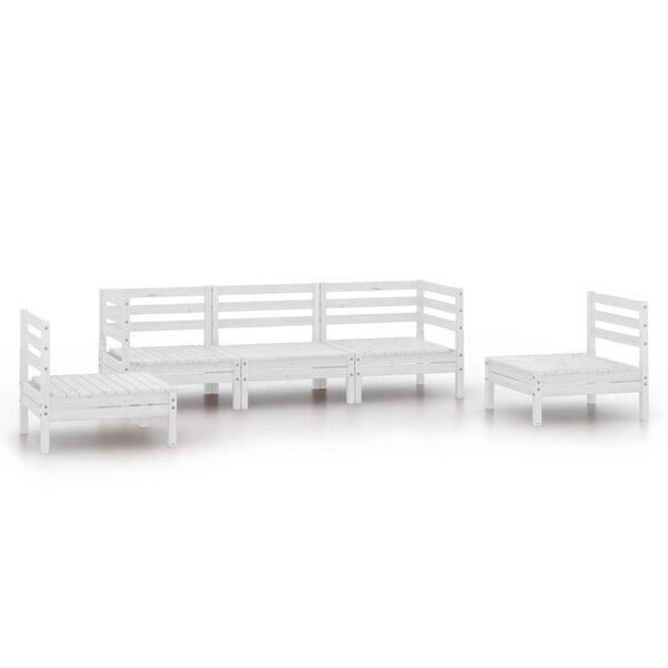 vidaXL Salon de jardin 5 Pièces Blanc Bois de pin massif