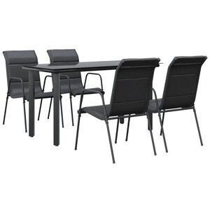 vidaXL Ensemble à manger de jardin 5 Pièces noir textilène et acier