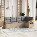 vidaXL Salon de jardin avec coussins 5 Pièces beige résine tressée