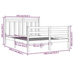 vidaXL Cadre de lit Blanc Bois massif 135x190 cm Double