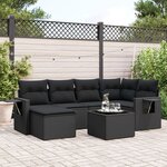 vidaXL Salon de jardin 7 Pièces avec coussins noir résine tressée