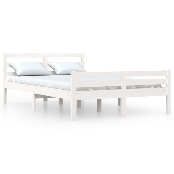 vidaXL Cadre de lit Blanc Bois massif 150x200 cm Très grand