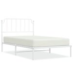 vidaXL Cadre de lit métal avec tête de lit blanc 107x203 cm