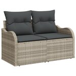 Ensemble de canapé de jardin de 6 pièces avec coussins Gris clair Rotin synthétique