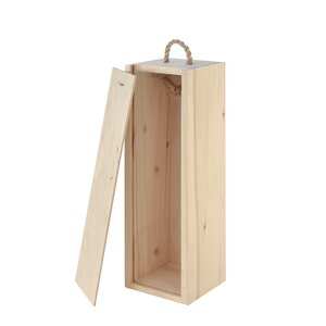 Boîte coffret bois 1 bouteille couvercle coulissant 34 x 9 x 11 cm
