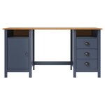 Bureau table poste de travail meuble d'ordinateur informatique étude Hill 150 x 50 x 74 cm bois de pin solide gris 02_0023862