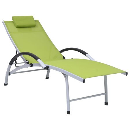 vidaXL Chaise longue aluminium textilène vert